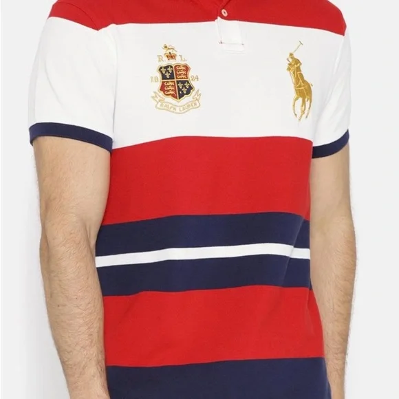 Polo Ralph Lauren Big&Tall Men’s Sz XLT Striped Mesh Crest/Big Pony Polo‎ Shirt